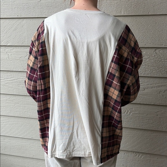 Snoopy Cowboy Upcycled Sweatshirt Flannel Shirt OS Handmade - Picture 2 of 2